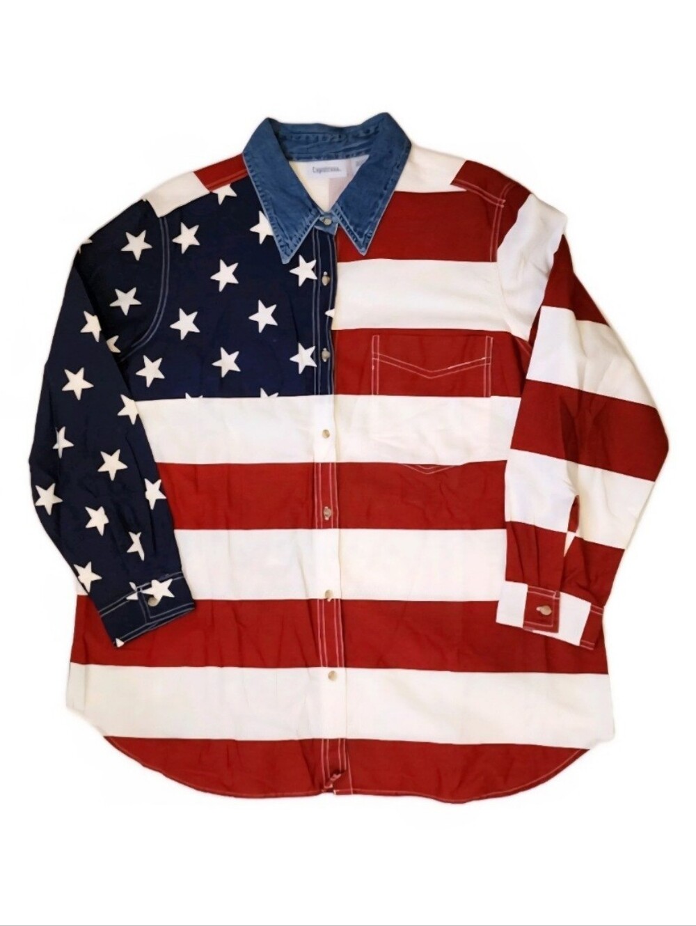 Capistrano Women's Button-Up Shirt 18W Stars Stripes USA NWT